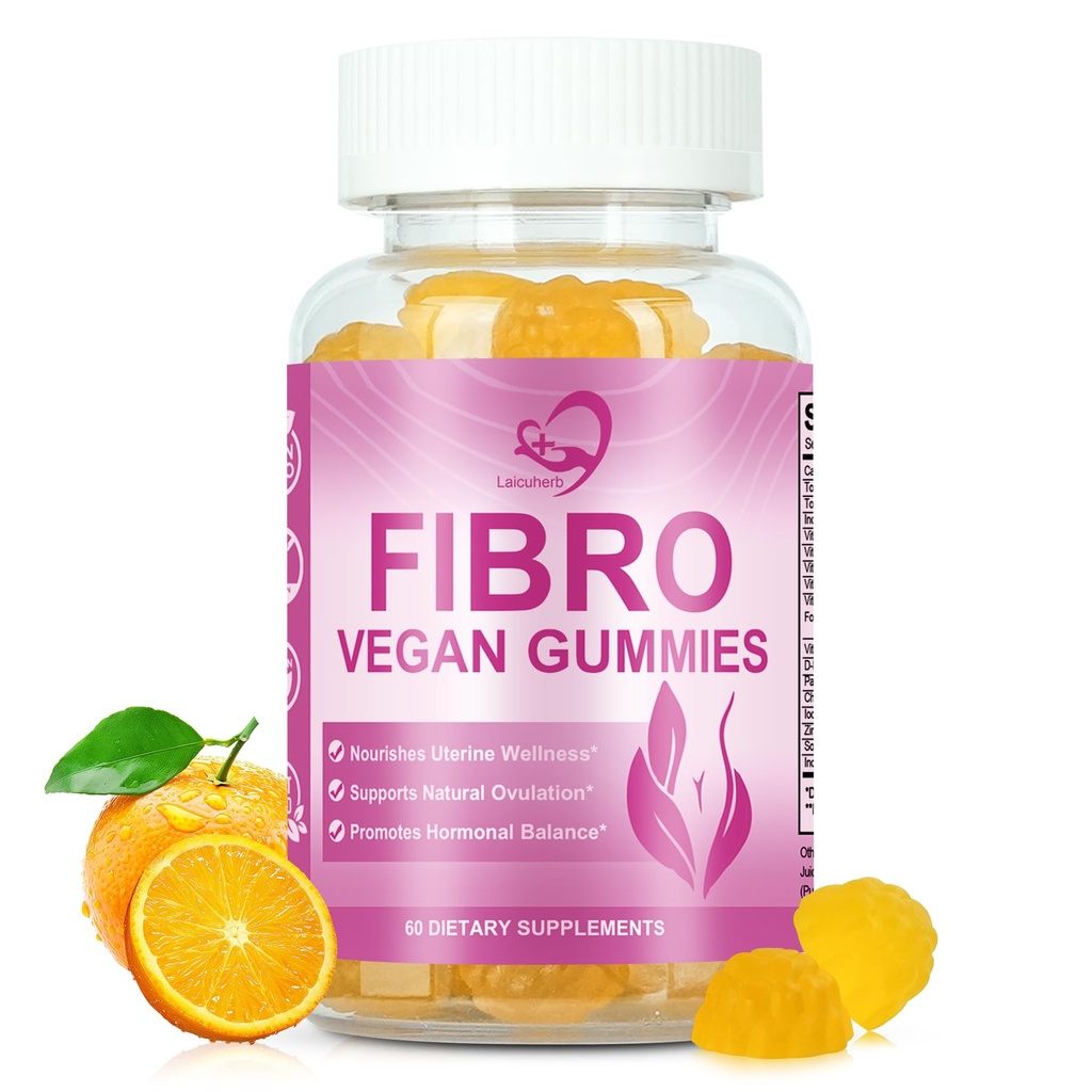 Laicuherb Fibroid Gummies for Fibroid Shrink & Ovarian Cysts, 60 Count Get Pregnant Fast Fibroids Shrinking Gummies, Natural Ovarian Support Gummy for Women Ovary and Uterus Cleanse