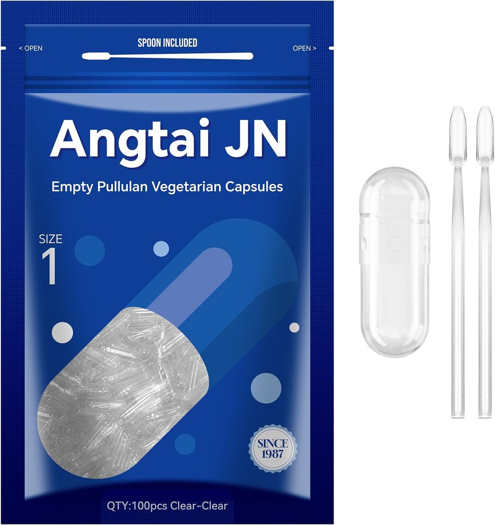Capsules vides Taille 1 - Effacer Capsules végétariennes remplissables(100 Nombre) Taille 1 Capsules de pullulan vides avec deux cuillères micro lab,- Capsules de légumes Capsules vides pour bricolage Vos propres suppléments