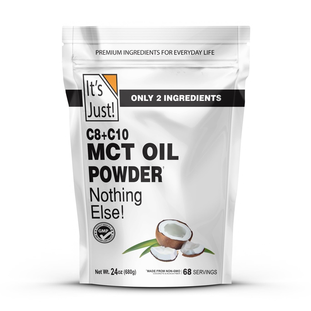 It's Just! MCT Oil Powder With Prebiotic Fiber - Keto, Non-GMO, C8 C10, Coffee Creamer - 24 oz