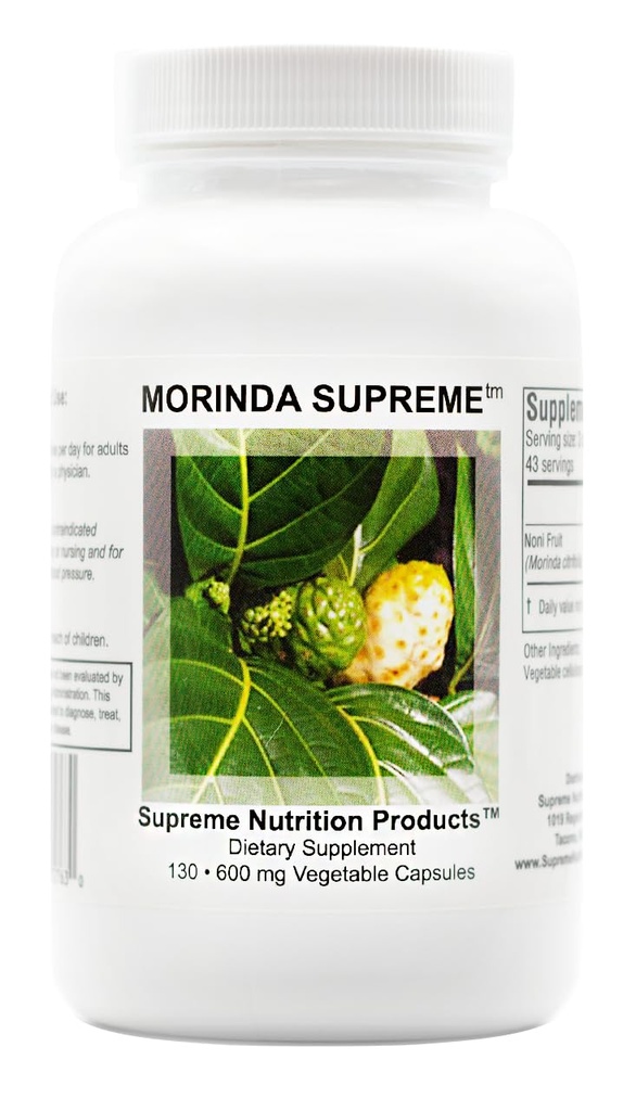 Supreme Nutrition Morinda Supreme, 130 Capsules entières de fruits Noni