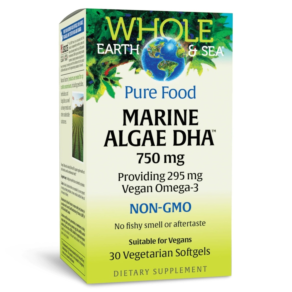 Natuurlijke factoren Whole Earth & Sea, Marine DHA Omega-3, 30 Vegetarische Softgels