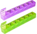 2-Pack Large Weekly Pillen Organisator, Vitamin Pillen Box Organisator 7 Dag met Grote Compartimenten, Am Pm Pillen geval voor Travel, XL Medicine Organisator 14 Dag voor Visolie, Vitaminehouder Supplement