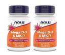 Now Supplements, Mega D-3 & MK-7, 5000 IU / 180 mcg, Bone & Cardiovascular Support*, Vitamins K-3 & K-2, 180 Capsules (Pack of 2)