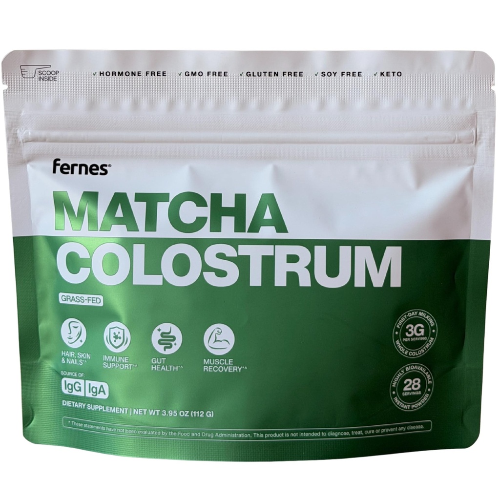 Matcha Colostrum Powder for Women & Men – Grass Fed, Whole Bovine First Day Milking – Non GMO, Soy Free, Keto, Gluten Free – 28 Servings, 3.95 oz – Made in USA
