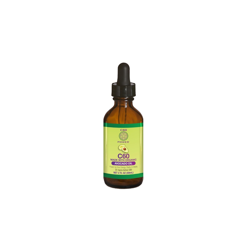 C60 Power C60 in biologische Avocado olie - natuurlijke wellness ondersteuning voor mannen en vrouwen, 99,99% Pure Carbon Fullerenes, bevordert energie, geestelijke helderheid, & uithoudingsvermogen - 2 fl oz fles