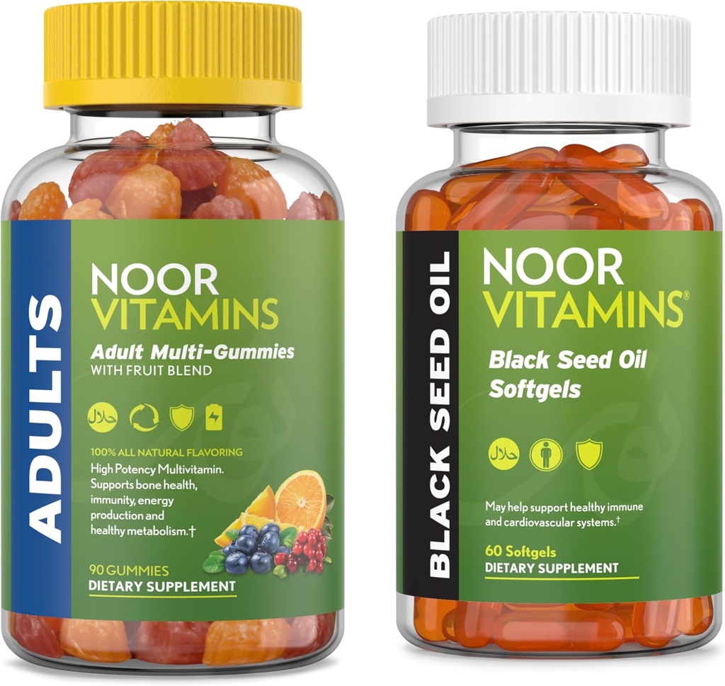 Noor Vitaminen Adult Multivitamine Gummy en Black Seed Oil Bundle