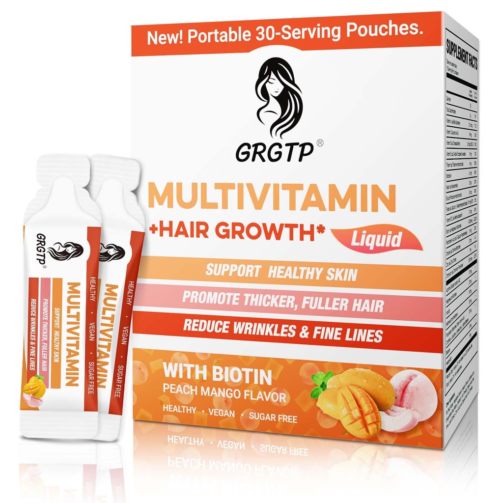 Liquid Multivitamin + Hair Growth | Biotin 10000mcg | Support Healthy Skin,Promote Thicker,Fuller Hair,Reduce Wrinkles & Fine Lines | 15.22 Fl Oz