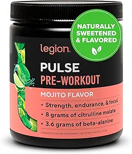 LÉGION Pulse avant l'entraînement - Toutes les boissons naturelles à l'oxyde nitrique pour stimuler l'énergie, sans créatine, naturellement sucré, Beta Alanine, Citrulline, Alpha GPC (Mojito)