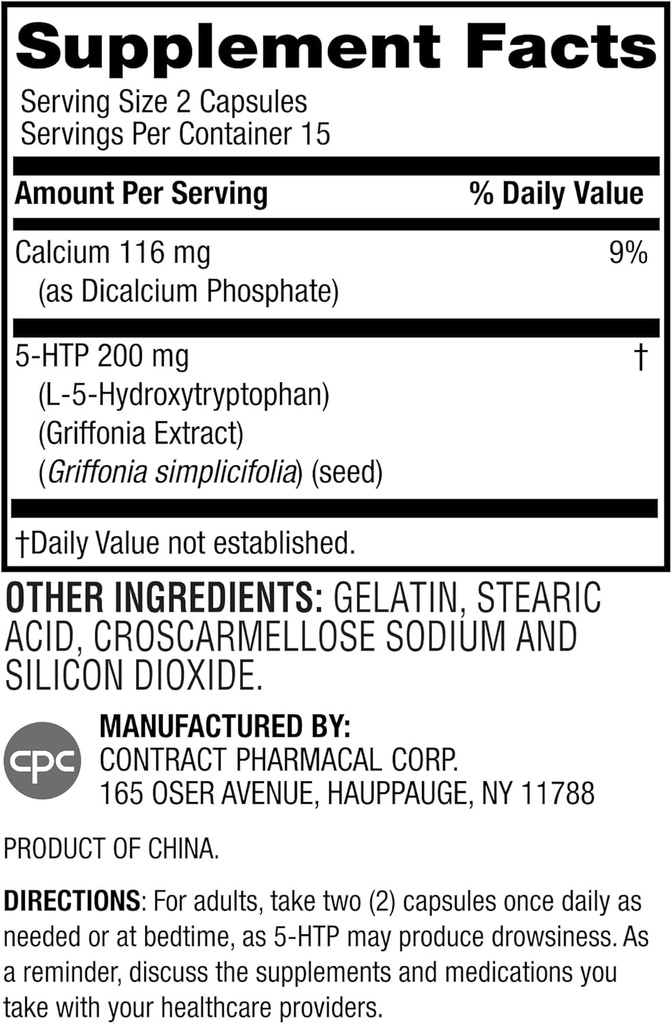Aarde Splendor 5-HTP Supplement voor mannen & vrouwen, Geen kunstmatige conserveringsmiddelen Kleur of smaak Non-GMO 100 MG