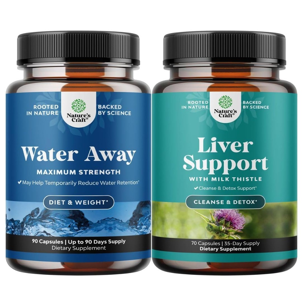 Bundel van water weg Pillen Maximale sterkte - Herbal Diuretische pillen voor waterretentie voor snelle handelen opgeblazen relief en lever reinigen Detox & Reparatie Formule - Herbal Lever Ondersteuning Supplement