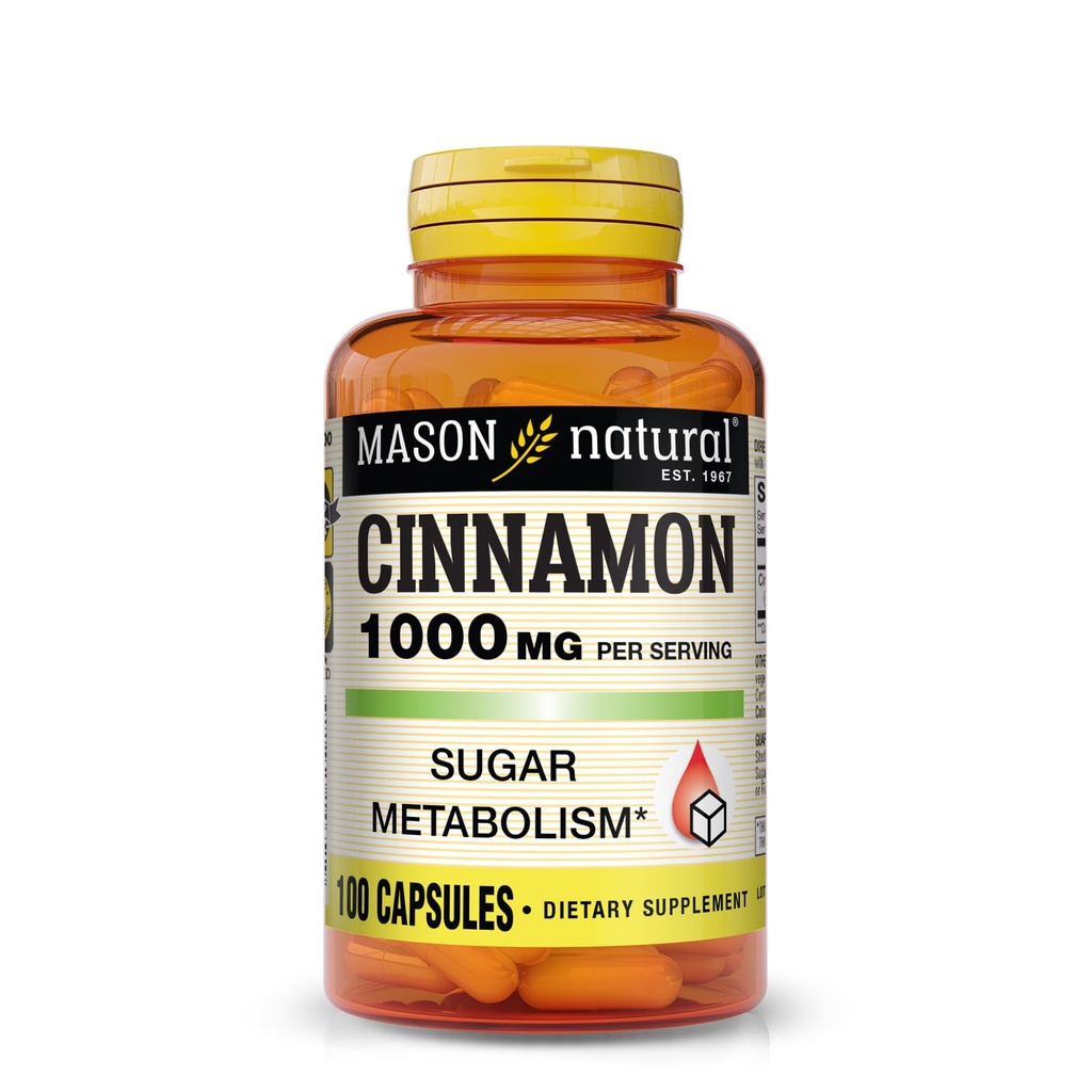 MASON NATUURLIJKE Kaneel, 1000 mg, 100 capsules (verpakking van 3), Kruidendieetsupplement