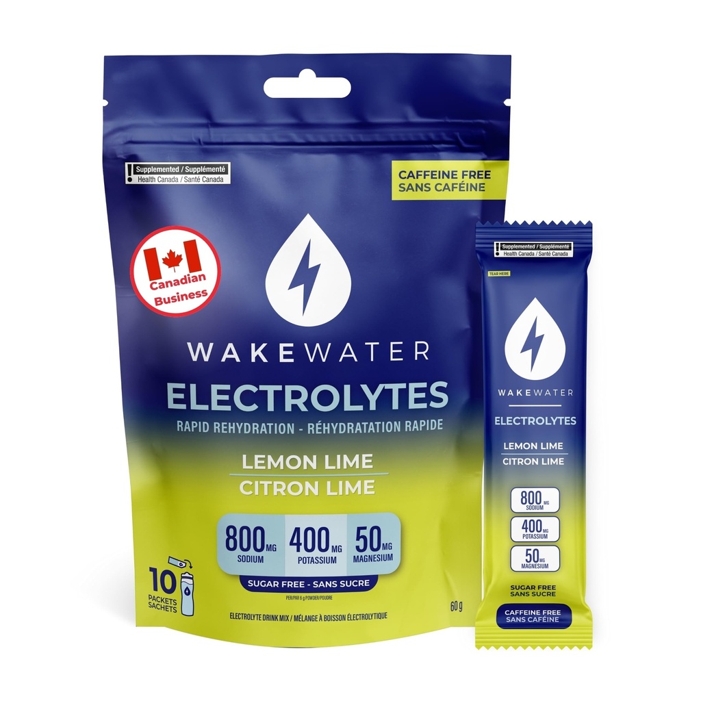 WakeWater Sugar Free Electrolytes Packets, Hydration Powder, Keto & Paleo Friendly Electrolyte Powder Mix, Fasting Hydration Packets, Travel Essentials, 10 x 6g, Master ASIN (Lemon Lime)