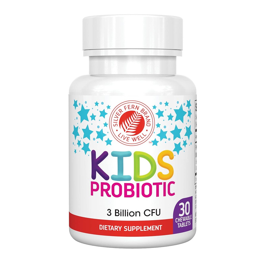 Silver Fern Brand Kids Ultimate Probiotic - 1 Bottle - 30 Chewable Tablets - Sugar & Gluten Free - Children's Dietary Supplement - DNA & Survivability Verified - Digestive & Immune Support