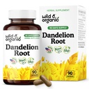 Wild & Organic Dandelion Root Capsules - Liver Detox Supplements - Fresh Dandelion Root Powder per Capsule - 90 Vegan Capsules - 3 Month Supply - No Fillers, Non-GMO