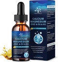 (4 Pack) 10 in 1 Calcium Magnesium Zink Supplement, Magnesium Glycinate Complex Liquid Drops met vitamine D3 K2 B6, Vegan Calcium citraat Bone & Immune Health Support, Slaap &amp; Kramps, Boron, 1 Fl Oz
