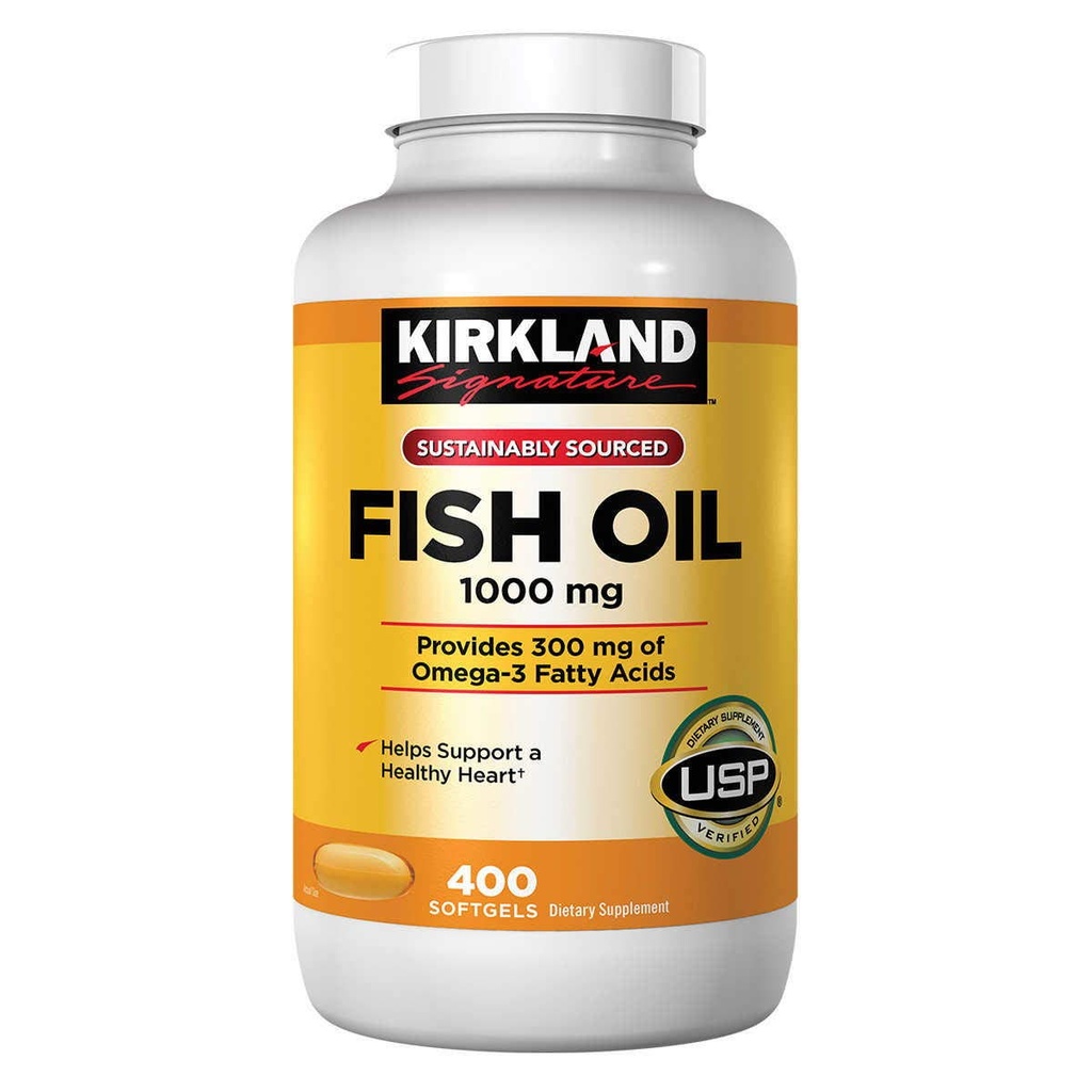 Kirkland Signature Natural Fish Oil 1000 mg met 300 mg Omega-3 - 400 CT (verpakking van 2)