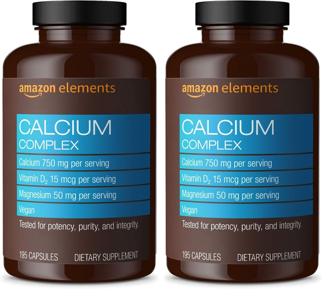 Elementen Calcium Complex met vitamine D, 250 mg Calcium (3 per portie), Vegan, 195 Capsules (Verpakking mei Vary), Ondersteunt sterke botten en Immune Health (pakket van 2)