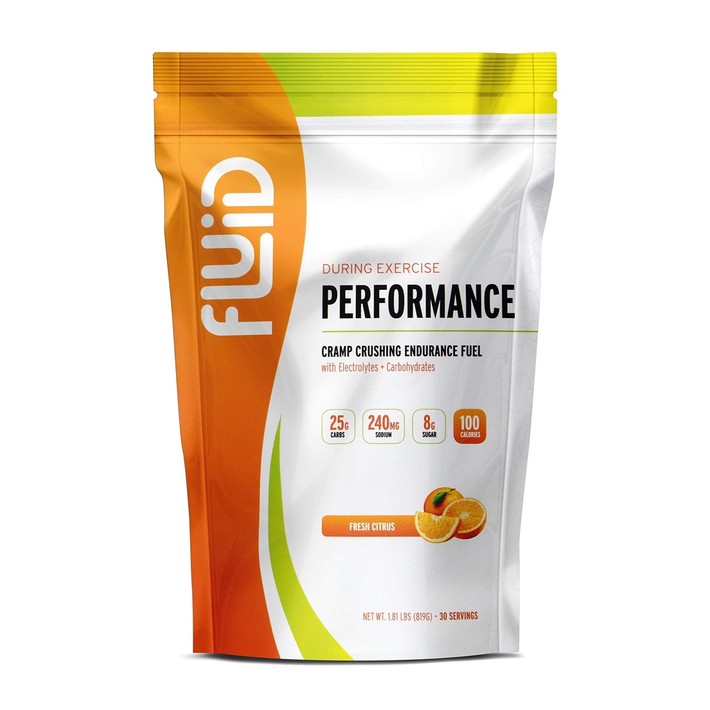 Fluid Performance - Low Sugar Endurance Fuel Sports Drink Mix met Elektrolyten, Alle natuurlijke ingrediënten, Glutenvrij voor voor of tijdens de oefening (Fresh Citrus, 30 Serving)