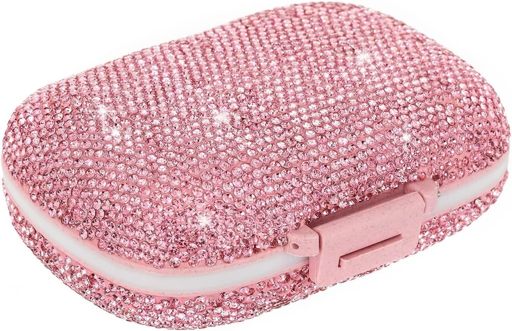 Schattige pil Organisator Kleine Bling pil geval voor Purse Medicine Vitamine Container houder dagelijkse pil Box voor vrouwen reizen geneeskunde Kit(Pink)