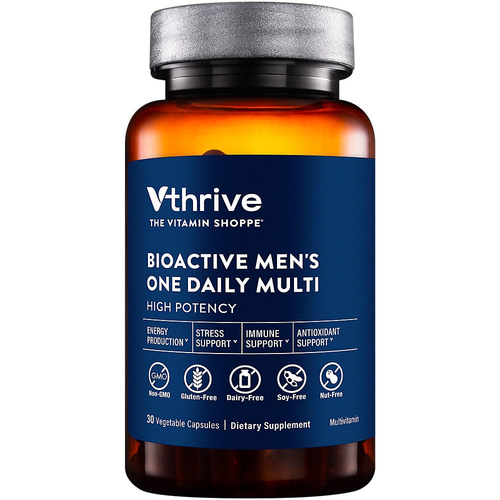Vthrive The Vitamin Shoppe Biocative Multivitamin, Daily Men’s Multivitamin with Vitamins, Minerals, Antioxidants & Nutrients for Energy, Immune and Overall Wellness Support, Gluten Free, 30 Capsules