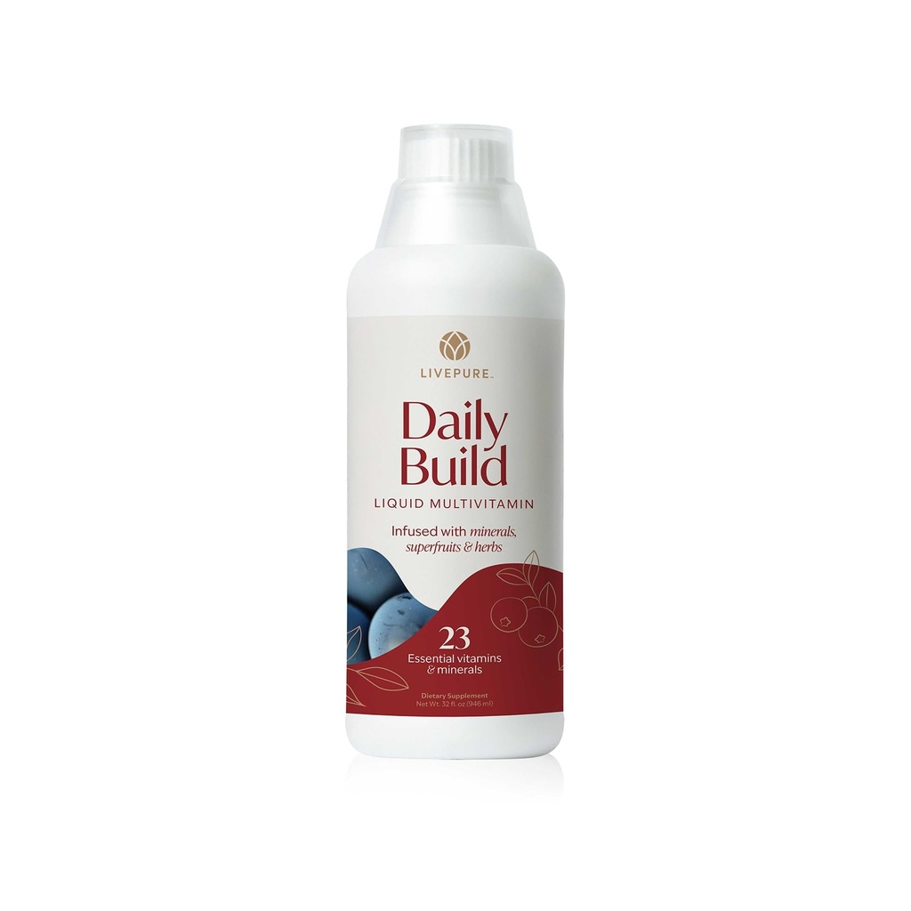 PURE Daily Build Liquid Multivitamin & Mineral/Herbal Dietary Supplement with Superfruits - 1 Bottle of 32 Fl Oz (946ml)