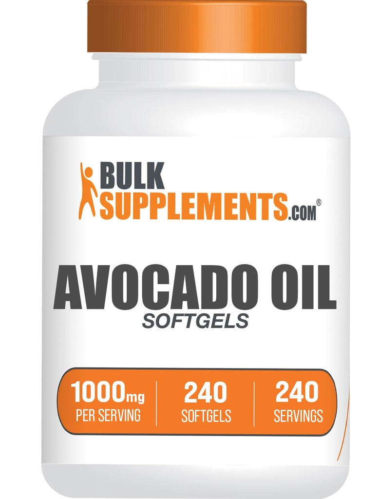 BulkSupplements.com Avocado Oil 1000mg Softgels - Avocado Oil Supplement, Avocado Oil Capsules, Avocado Oil Pills - Gluten Free & Soy Free, 1 Avocado Oil Softgel per Serving, 240 Softgels
