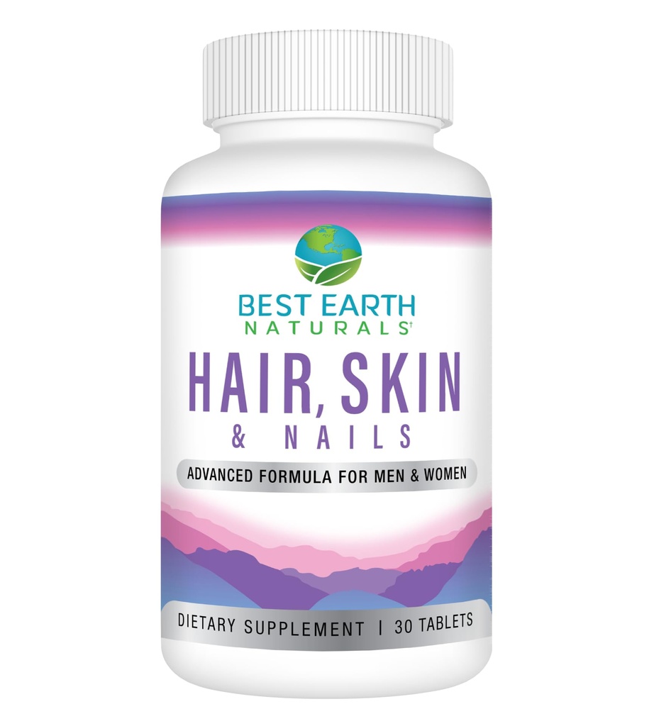 Meilleur complément de cheveux, de peau et d'ongles de la Terre naturelle avec biotine, collagène, vitamines pour les cheveux sains, peau Glowing, ongles forts