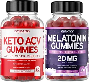 Keto ACV Gummies (60 Count) Advanced Weight Loss Formula and Melatonine Gummies (180 Count) - Quick Solution Melatonine Gummy voor volwassenen met hoge potentie - Niet GGO, Veganistisch Supplement & Made in USA