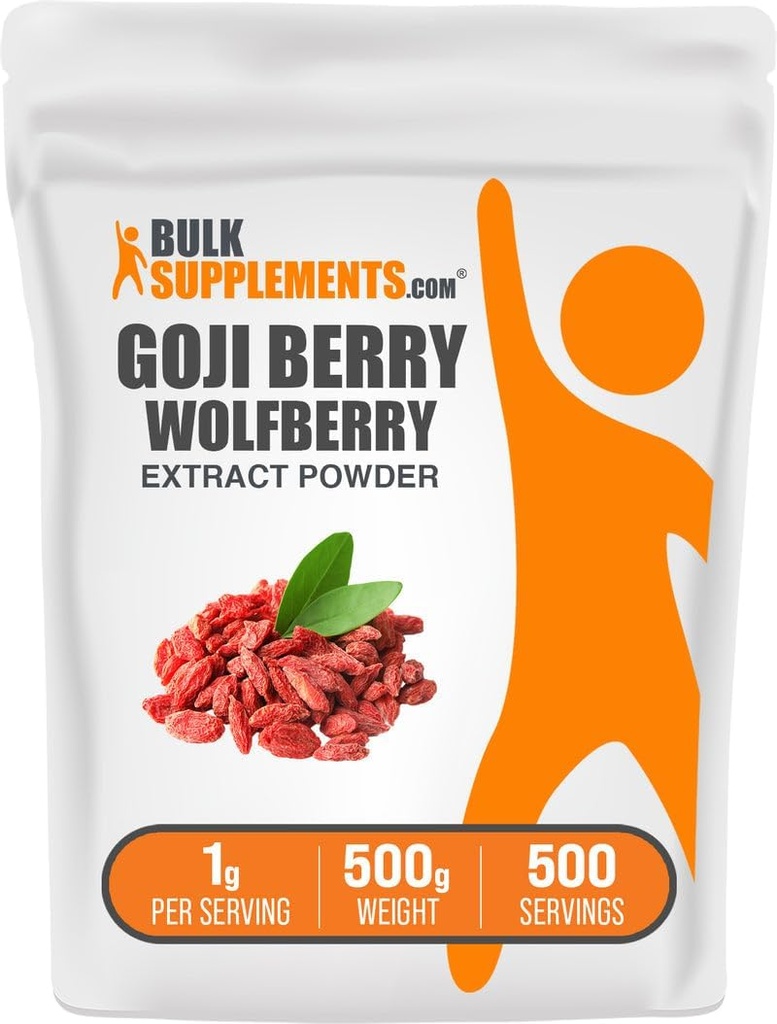 BulkSupplements.com Wolfberry Extract Powder - Goji bessensupplement, fruitpoeder - veganistisch en glutenvrij, 1g per portie, 500g (1,1 lbs) (verpakking van 1)