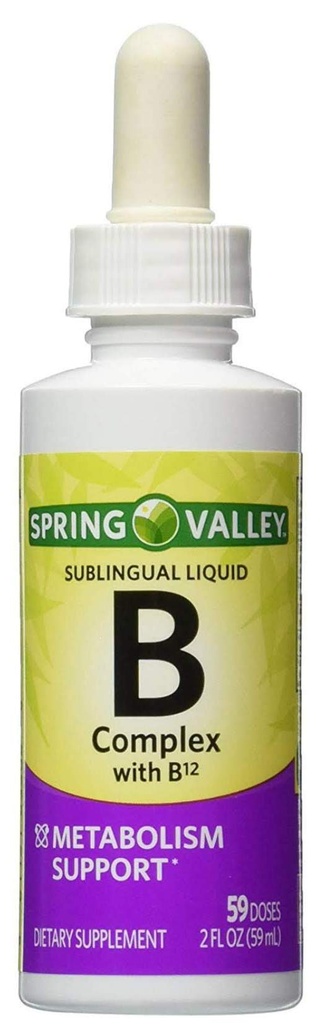Vitamine B Complex Sublingual Liquid Drops for Adults with Vitamin B6, Vitamin B12, Niacin, Riboflavine, Pantothenic Acid - Energy Bundle w/ 'No Fluff' Guide©