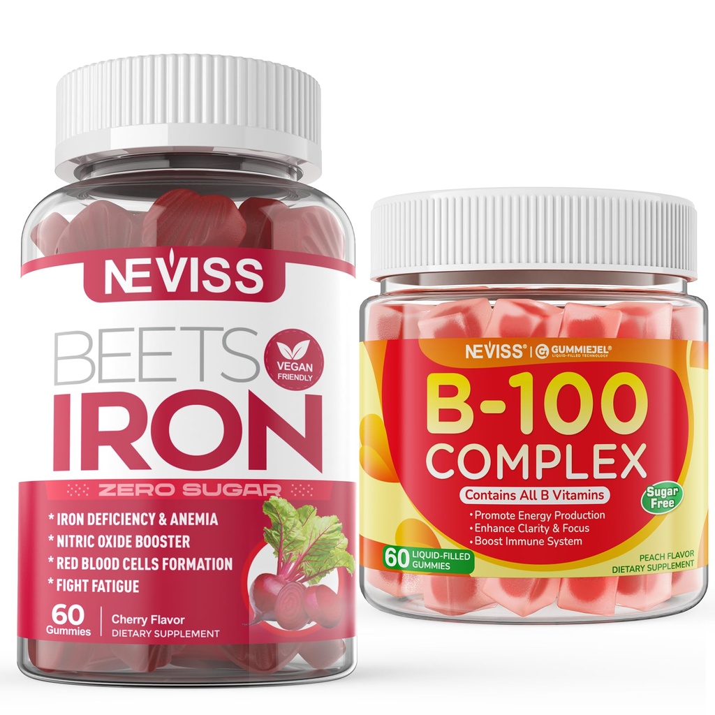 Suikervrij Iron Gummies+Vitamine B100 Complex