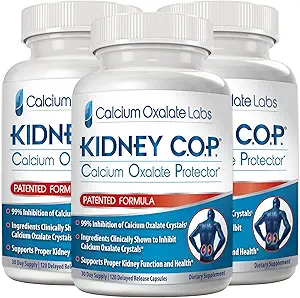 KIDNEY C.O.P. Calcium Oxalaat Beschermer 120 Capsules, Nierondersteuning voor Calcium Oxalaat Kristallen, helpt Stopt Herhaling van Stenen, Sterker dan Chanca Piedra Stone Breaker Supplementen, 3 Pack