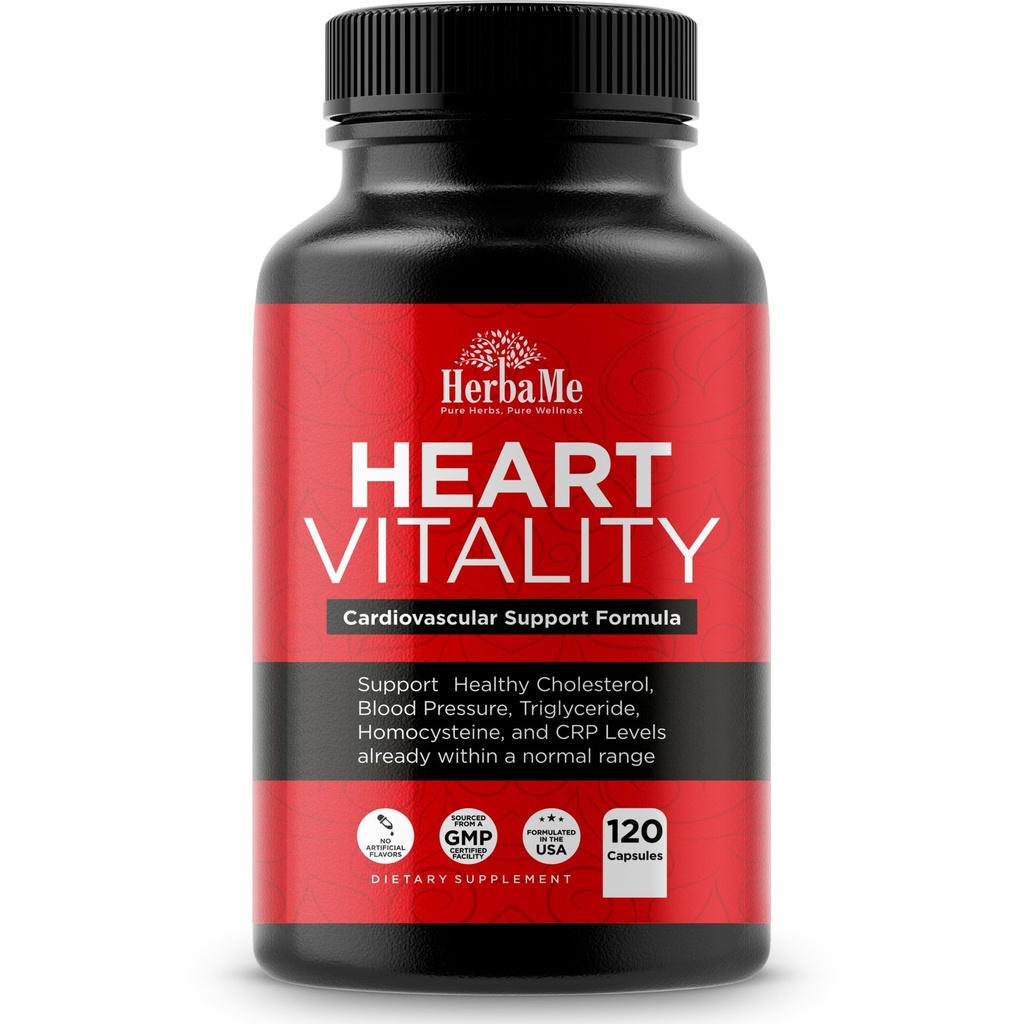 Hartondersteuning en Blood Flow Supplement, 120 Capsules, Ondersteunt Cardiovasculaire Gezondheid, Gezonde Cholesterol, Triglyceride, Homocysteïne, CRP-niveaus Boost natuurlijk Circulatoire functie