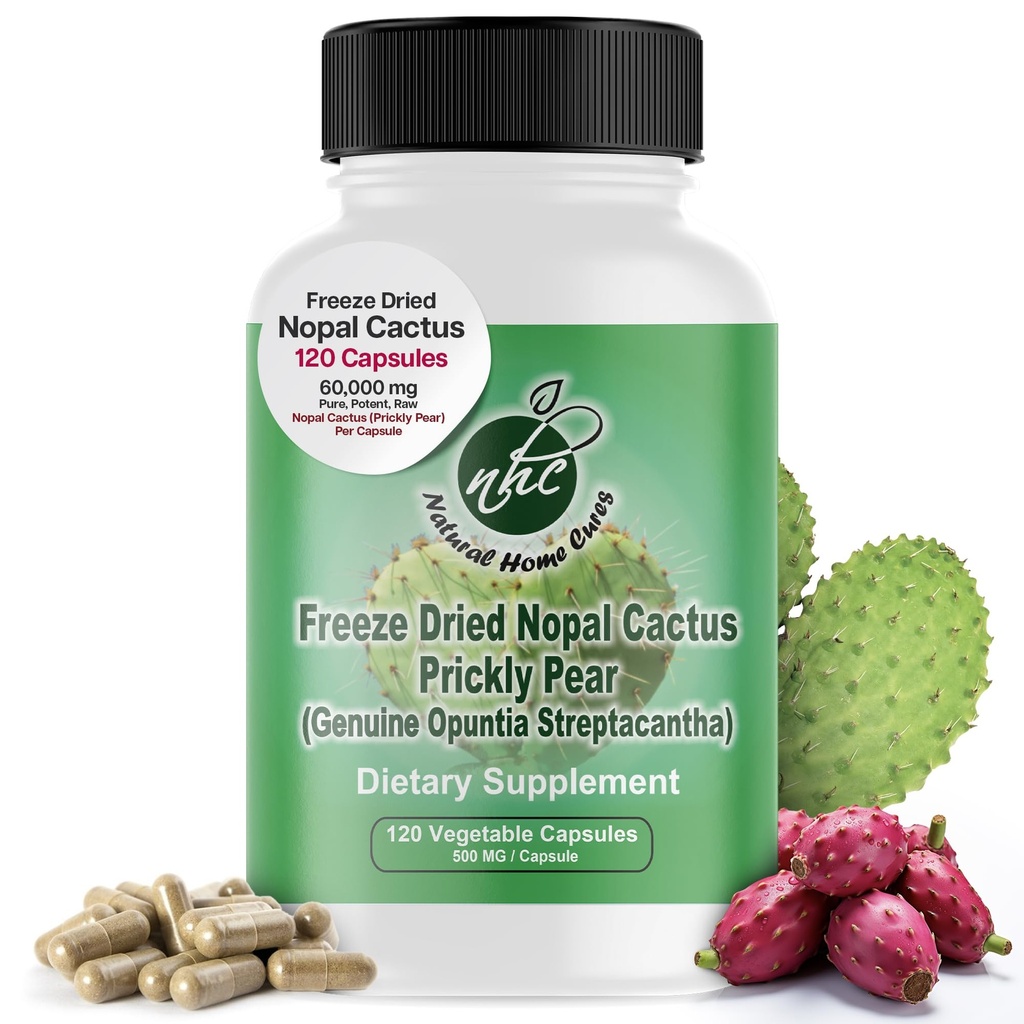 Nopal Cactus Capsules - Freeze Pear Extract - Fiber Supplement for Metabolic Health Support - Rich in Betalains & Nitraten - Non-GMO - 120 Veggie Caps (1 fles)