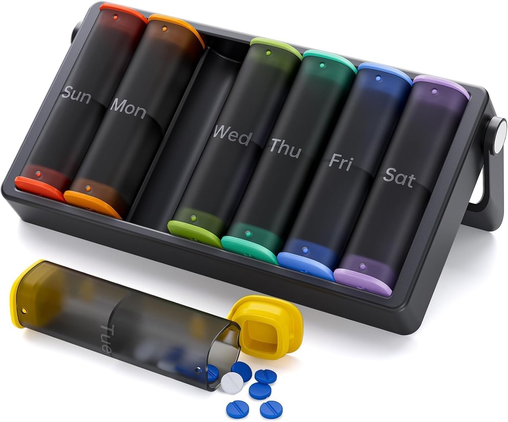 Weekly pil Organizer 1 Time a Day(Black) en Weekly pil Organizer 2 Times a Day(Translucent-Black)