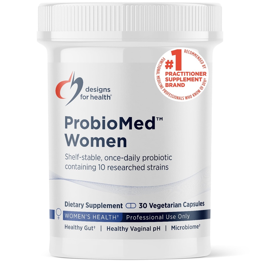 Designs for Health Probiomed Women - Vaginale Probiotica ter ondersteuning van pH-balans, Vaginale Comfort, Immune Health & Gut Health for Women - Dairy-Free Probiotic (30 capsules)