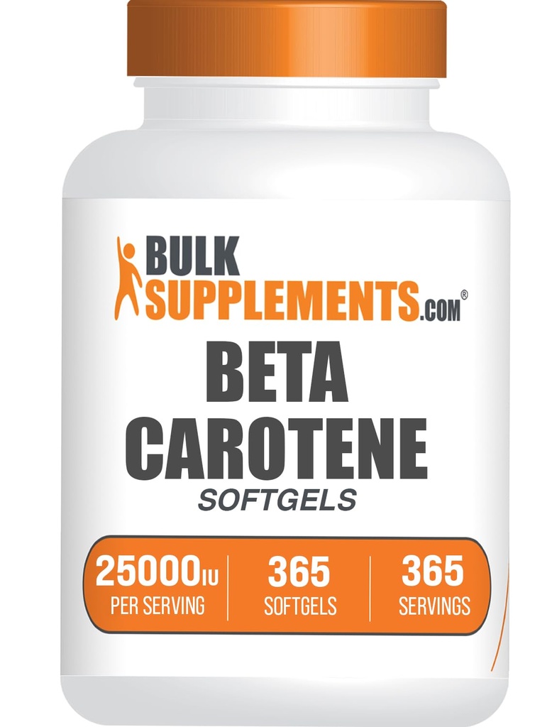 BulkSupplements.com Beta Caroteen 25000 IE Softgels - Vitamine A Supplement, Beta Caroteen Supplementen - voor oogondersteuning, Glutenvrij, 1 Softgel per Serving, 365 Tellen (Pack of 1)