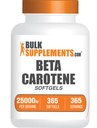 BulkSupplements.com Beta Caroteen 25000 IE Softgels - Vitamine A Supplement, Beta Caroteen Supplementen - voor oogondersteuning, Glutenvrij, 1 Softgel per Serving, 365 Tellen (Pack of 1)