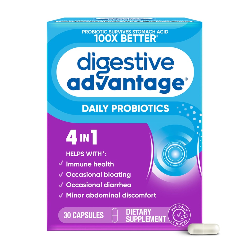 Dagelijkse Probiotische Capsule - Digestief Voordeel 30 Capsules, Survives 100x Beter, Lessens Bloating, Calcium, Promoot Digestieve Gezondheid en Gut Flora, multi