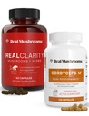 Real Paddestoelen RealClarity (60ct) en Cordyceps (120ct) Capsules Bundle - Mushroom Supplement for Mental Clarity, Focus, Energy & Vitality - Vegan, Non-GMO, geverifieerde niveaus van Beta-Glucans