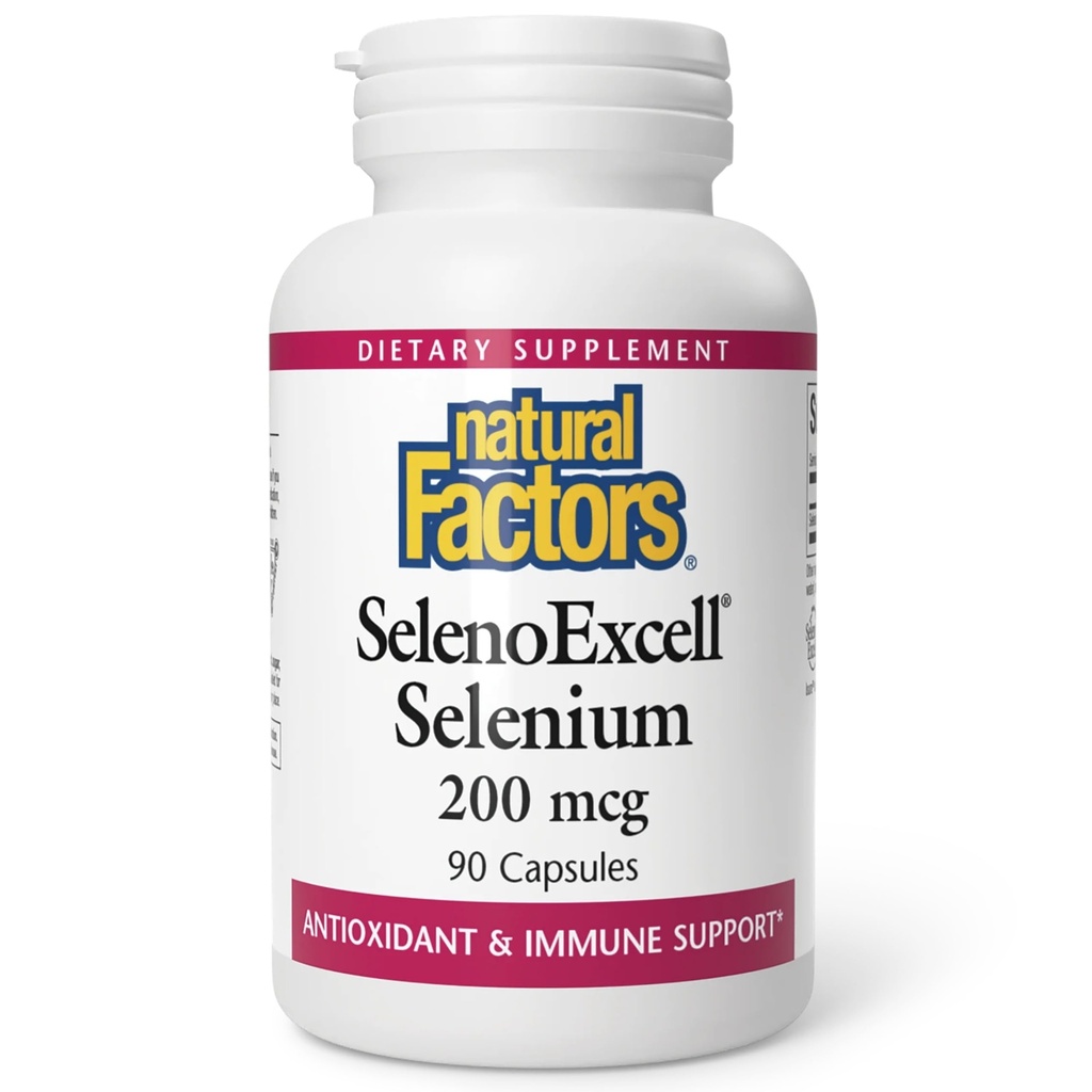 Natuurlijke factoren, SelenoExcell Selenium 200mcg, Antioxidant & Immune Support, 90 capsules