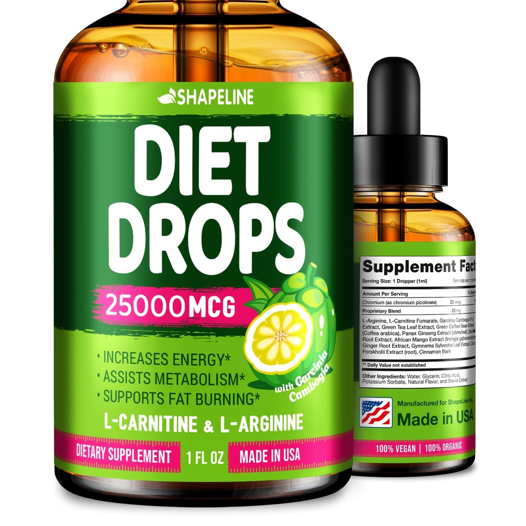 Dieetdruppels - Appetite Suppressant voor vrouwen en mannen - Made in The USA - Natural Metabolisme Booster - Dieetdruppels met Garcinia Cambogia 1 Fl Oz