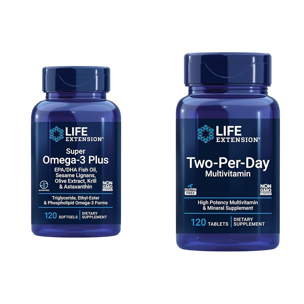 Life Extension Super Omega-3 Plus EPA/DHA Fish Oil, Sesam Lignans & Two-Per-Day High Potency Multi-Vitamine & Mineral Supplement