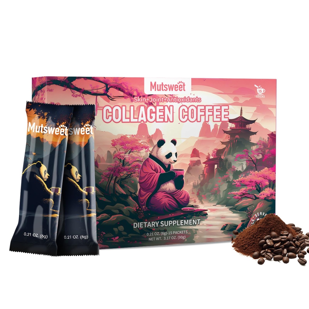 Mustsweet Instant Coffee with Vital Proteins Collagen Peptides Powder, Joint Supplements for Women & Men, Supports Skin and Gut Health, 15 Servings