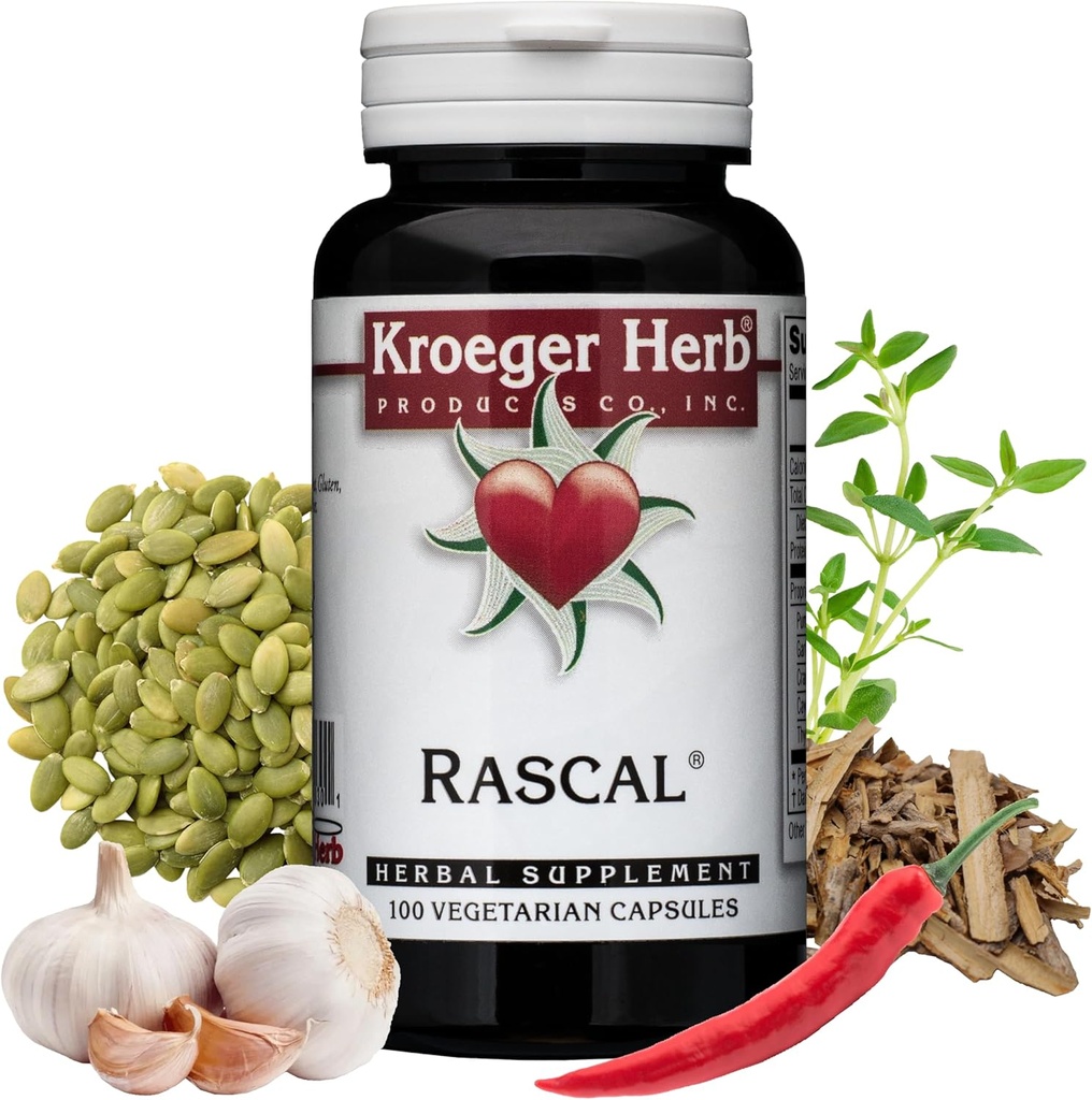 Kroeger Herb producten, Rascal, Reiniging, Detox, Gut Health met Knoflook, Cayenne, Pompoenzaad, Vegetarisch, Non-GMO, Glutenvrij, Geen conserveringsmiddelen, Gezonde Microbial Balance, Made in USA