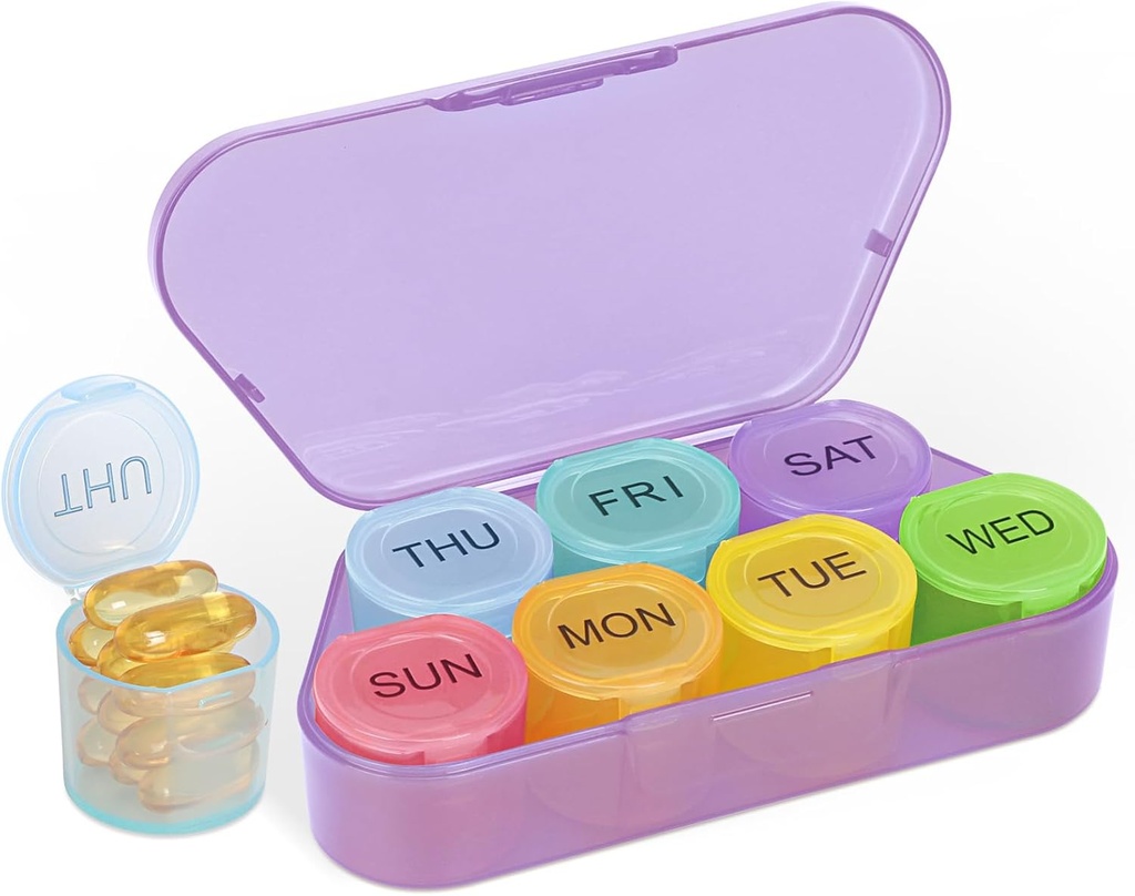 NatureTouch Weekly Pill Organizer, BPA Gratis Medicine Organizer Regenboog 7 dagen pil Box, Daily Portable Pill Conatainer voor pillen/Vitamine/Vish Oil/Supplements [Laatste versie],Purple