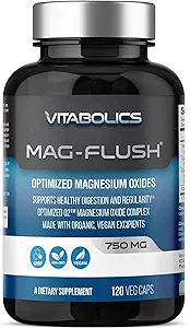 Mag Flush Magnesium Oxide Capsules 750mg 120 Vcaps - Gezuurd Magnesium Oxide Supplement voor Constipatie Relief, Colon Cleanse, Laxative en Digestie Ondersteuning voor vrouwen en mannen