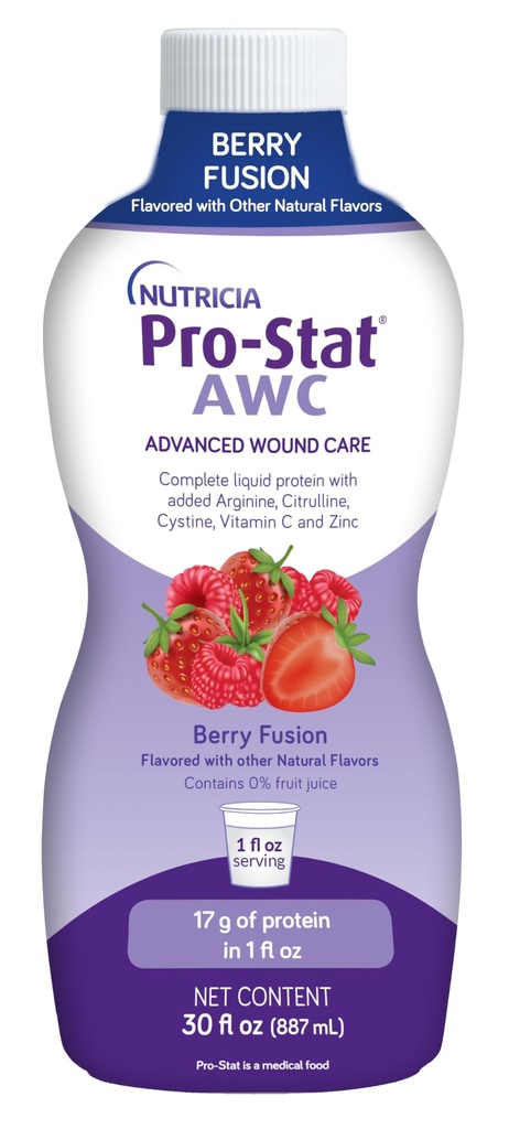 Pro-Stat Advanced Wound Care (AWC), Geconcentreerde Liquid Protein Medical Food - Berry Fusion Flavor, 30 Fl Oz fles