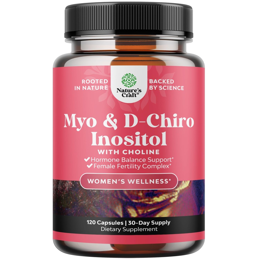 Myo-Inositol & D-Chiro Inositol Capsules - Choline Inositol Supplement voor Cyclus en Vruchtbaarheid Ondersteuning - Vrouwen Hormone Balance Supplement met Myo & D-Chiro Inositol Plus Choline Bitrate