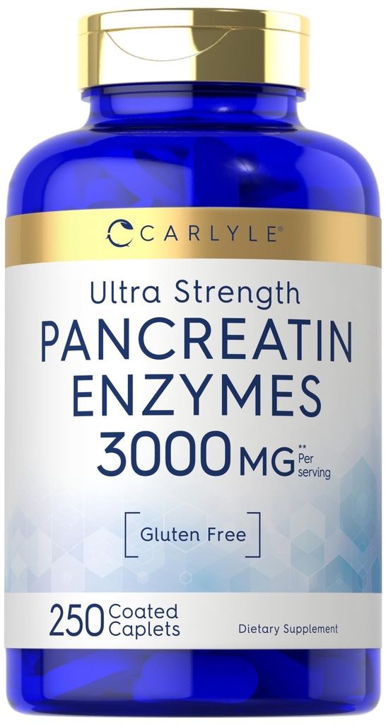 Carlyle dispensibele enzymen 250 caplets met Protease, Amylase en Lipase Hoge Sterkte Non-GMO, Glutenvrije supplement